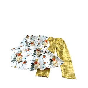 100 Toddler Girls Matching Pant Set Floral/Stripes Multicolored Size 3-4